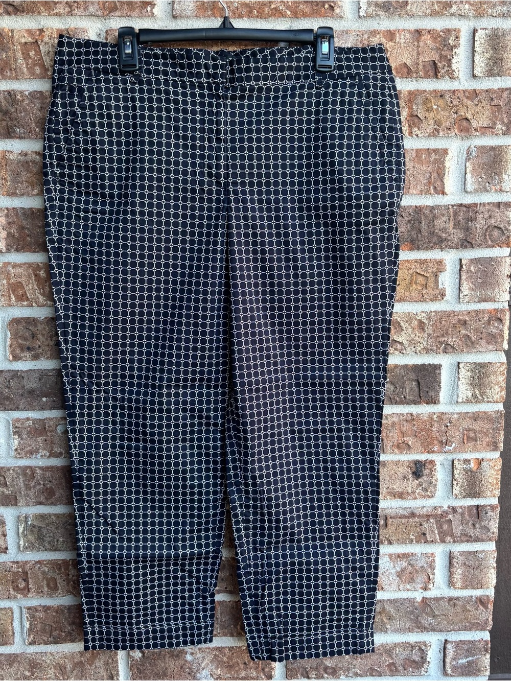 Talbots Black Dress Pants with White Micro-Chain Pattern